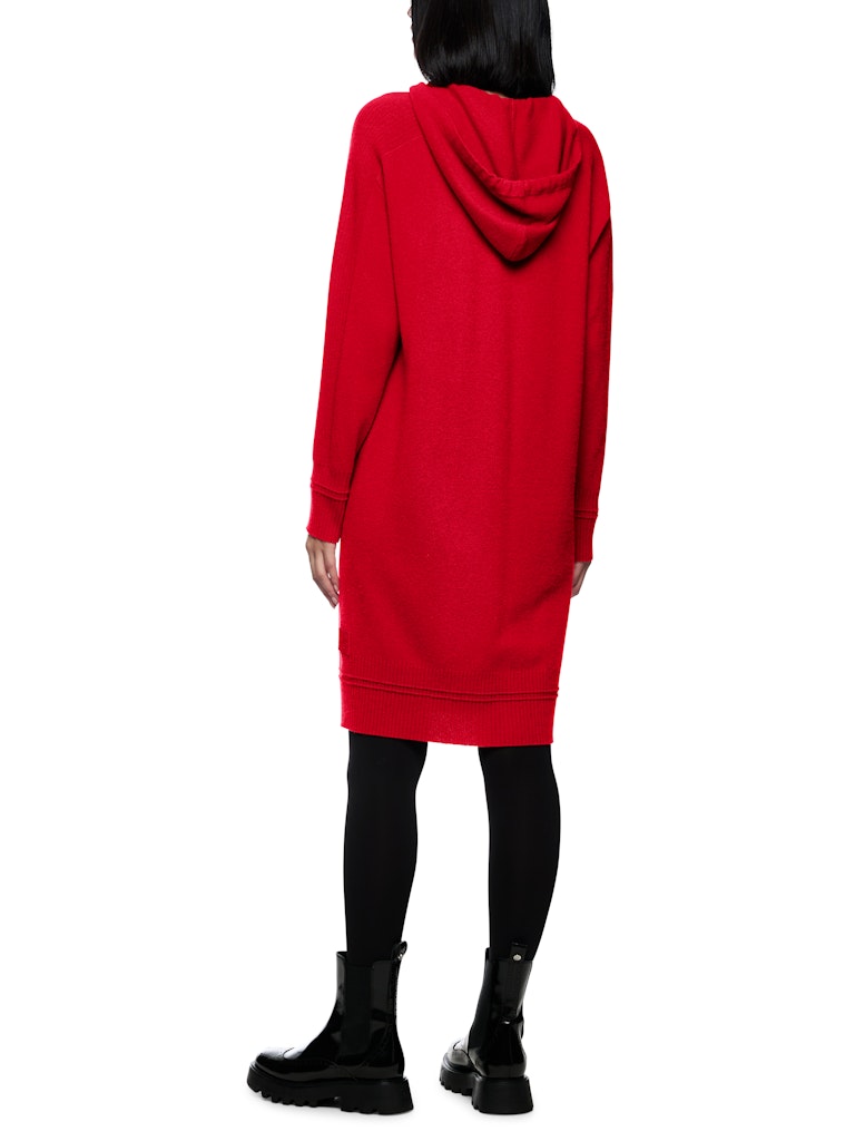 Strickkleid mit Kapuze in cranberry