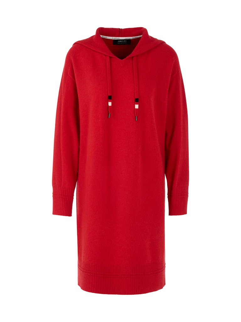 Strickkleid mit Kapuze in cranberry