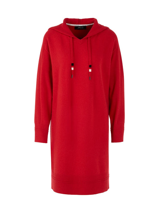 Strickkleid mit Kapuze in cranberry