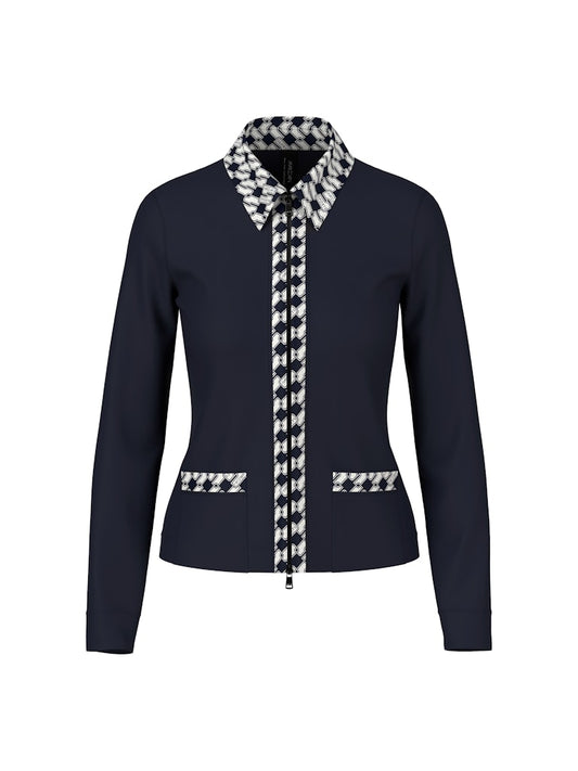 Jersey-Jacke in navy mit Cube-Print-Details