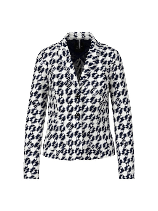 Scuba Blazer im Cube-Print in navy