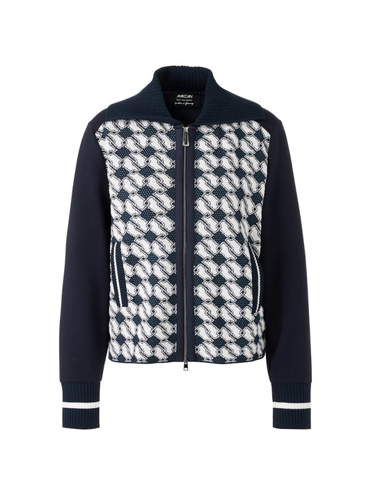Strickjacke mit Cube-Print in navy Knitted in Germany