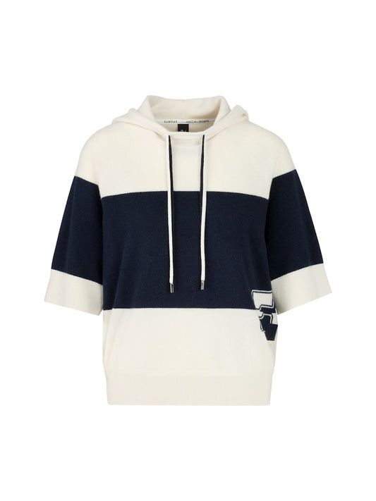 Kapuzenpullover mit Streifen in creme/navy