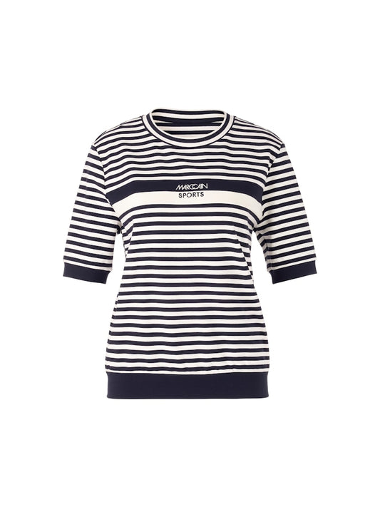 Gestreiftes Kurzarm Shirt in navy