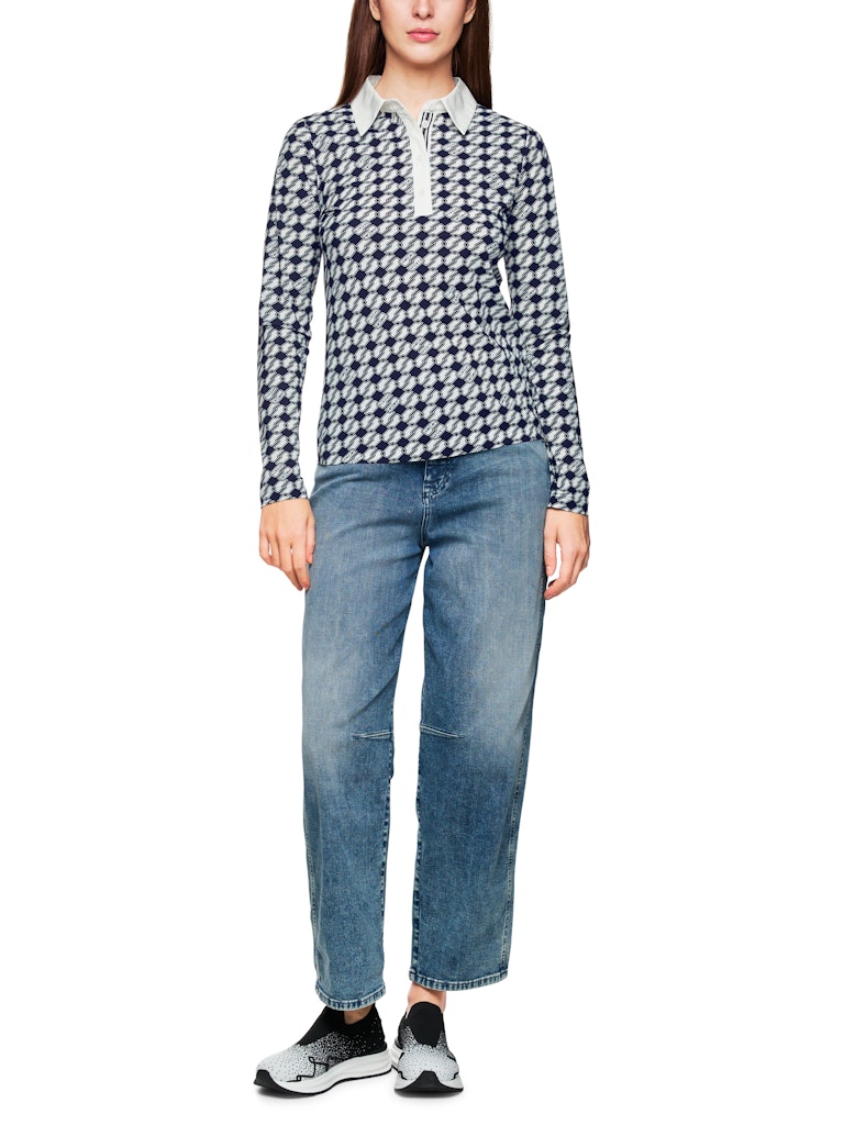 Poloshirt im Cube-Print in navy