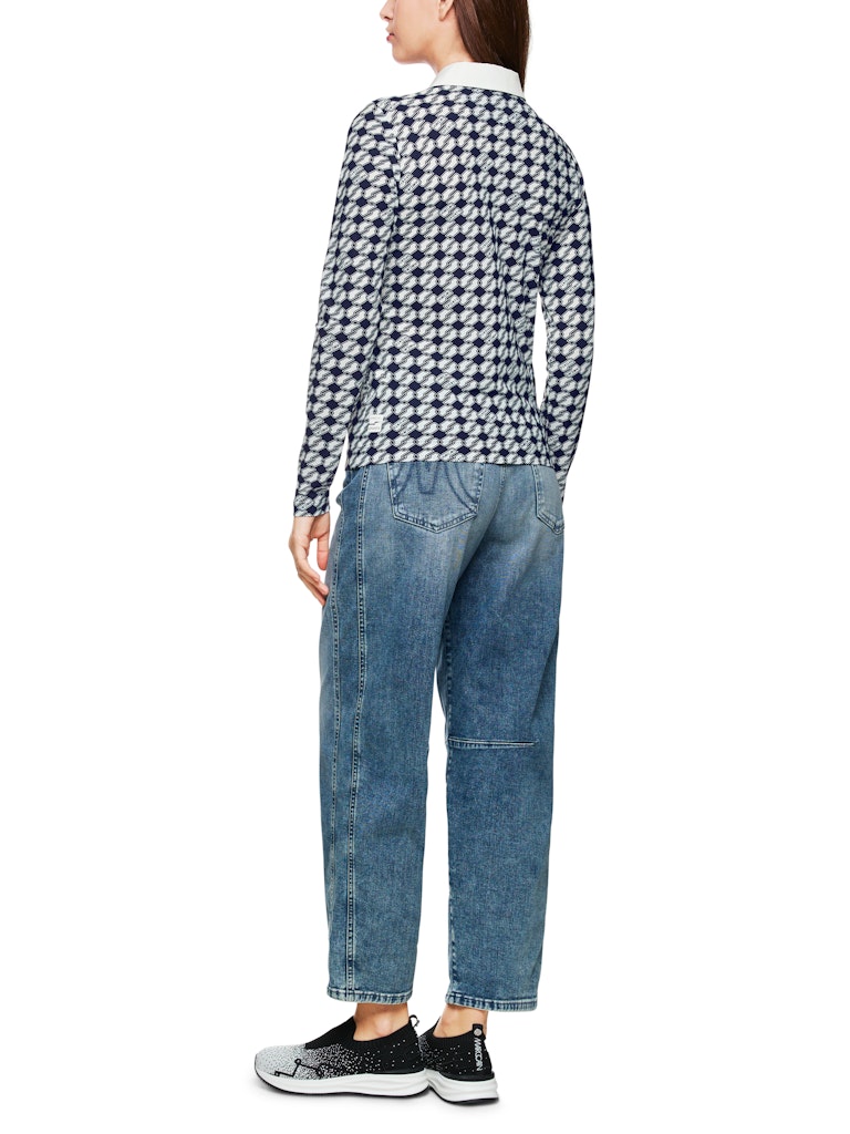 Poloshirt im Cube-Print in navy