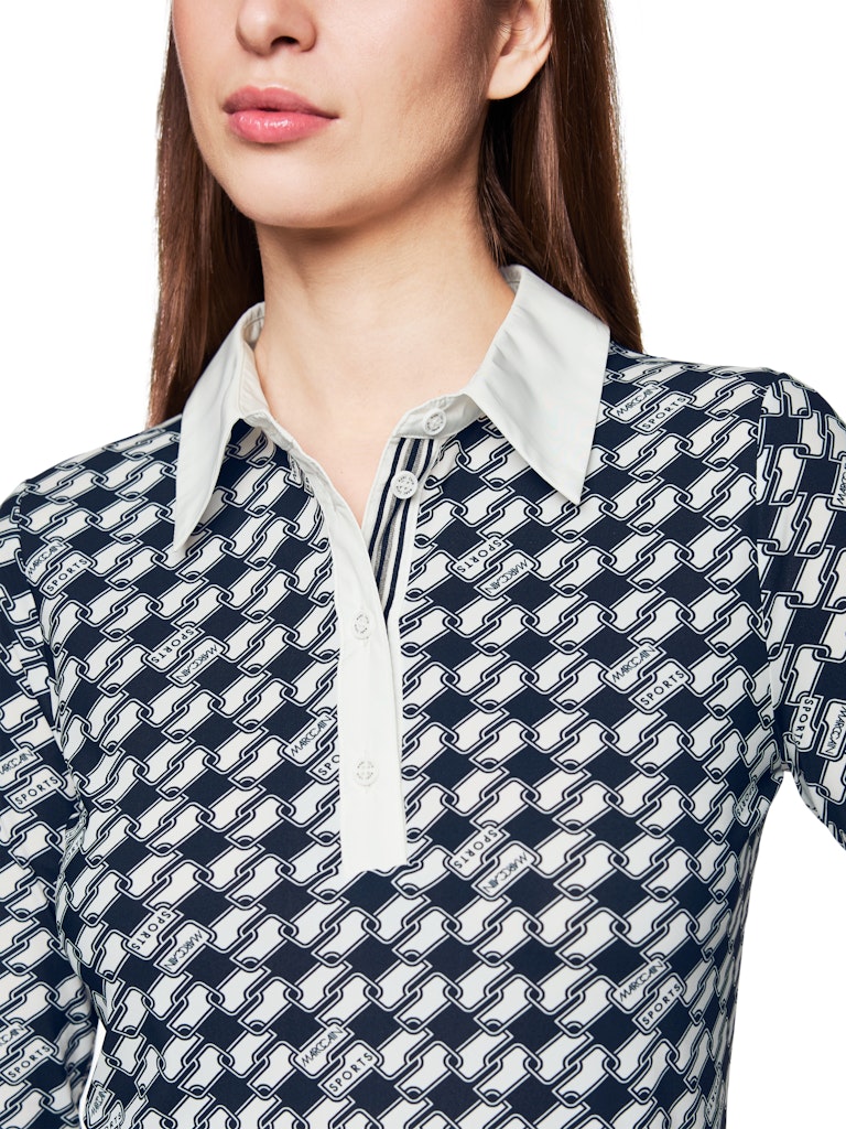 Poloshirt im Cube-Print in navy