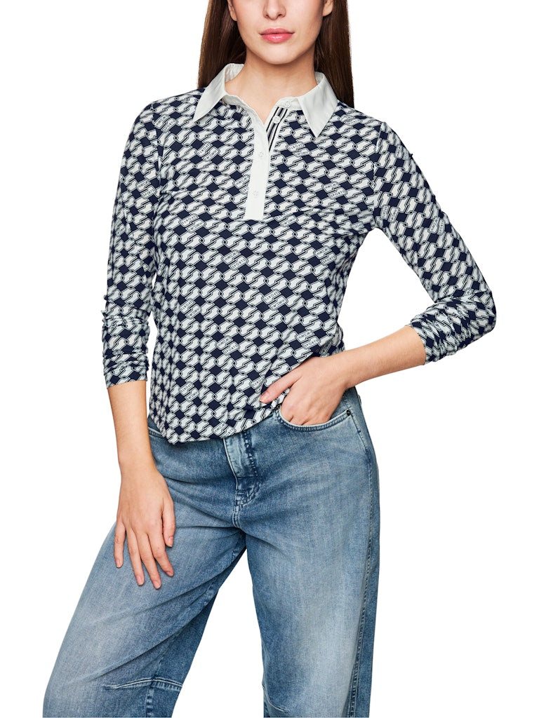 Poloshirt im Cube-Print in navy