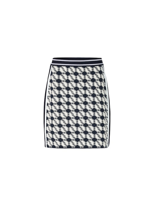 Feinstrick-Rock in navy im Cube-Dessin Knitted in Germany