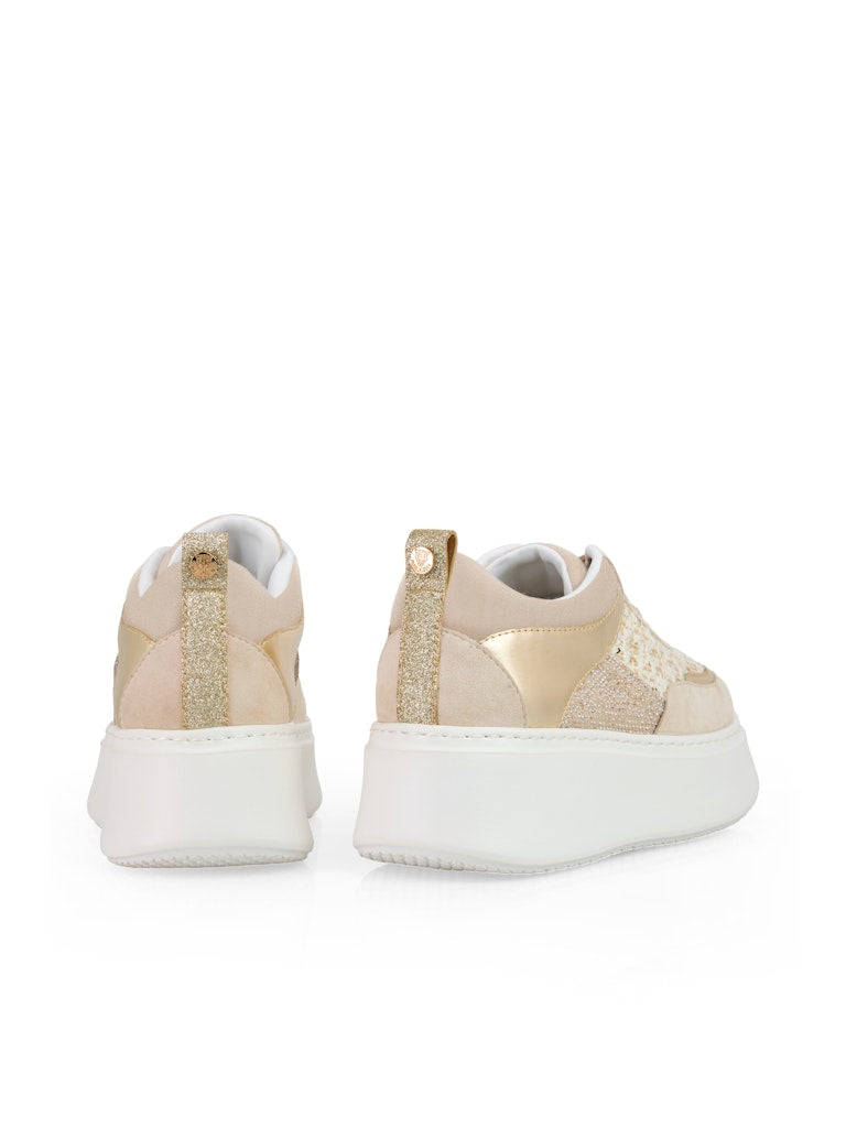 Plateau-Sneaker mit Glitzer und Gold gold