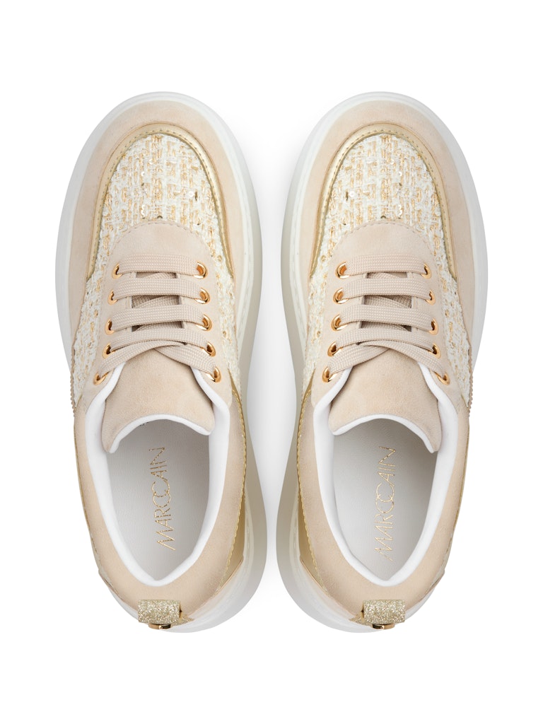 Plateau-Sneaker mit Glitzer und Gold gold