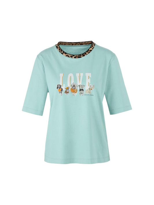 Love-Print Shirt in türkis