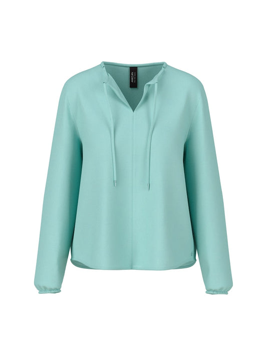 Bluse mit Schleifenband in türkis