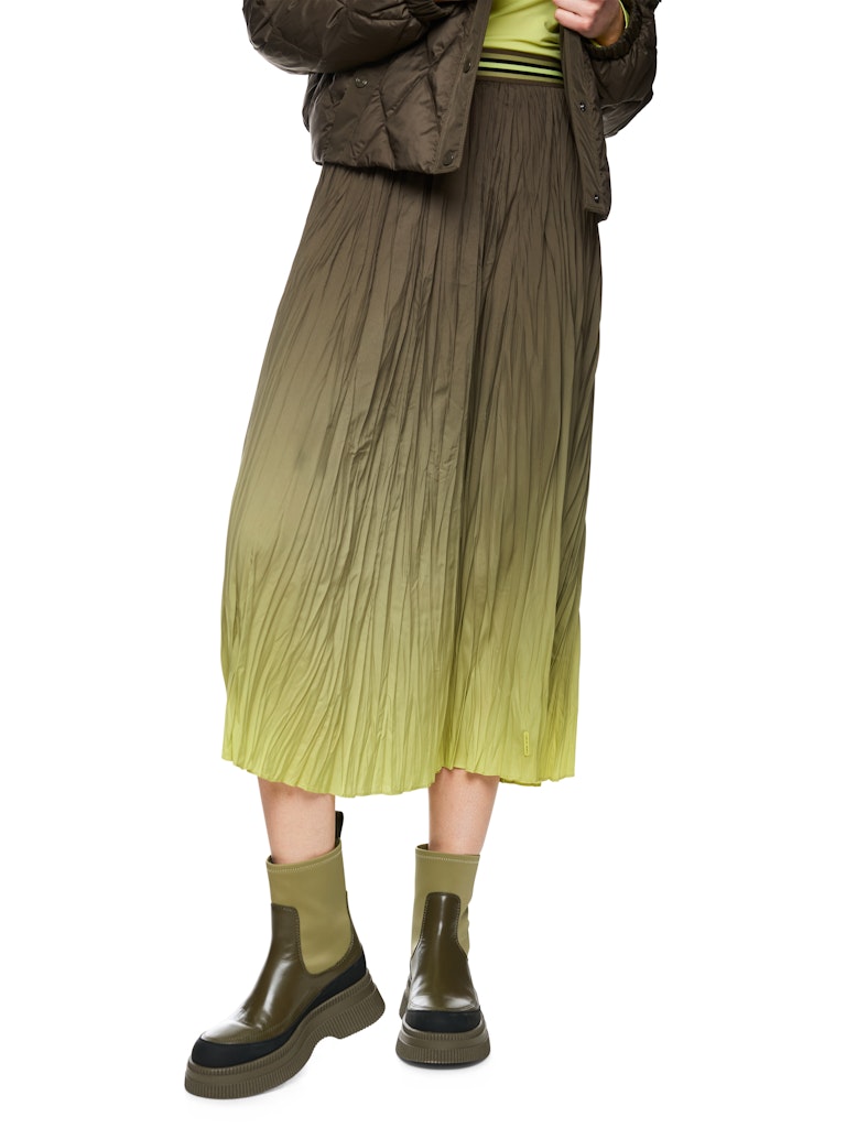 Plisseerock mit Ombre-Effekt in olive