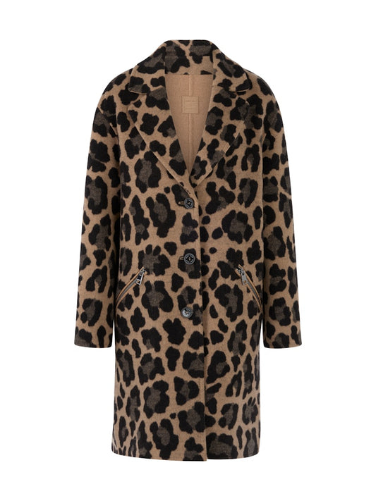 Wendemantel mit Leoprint in milk coffee