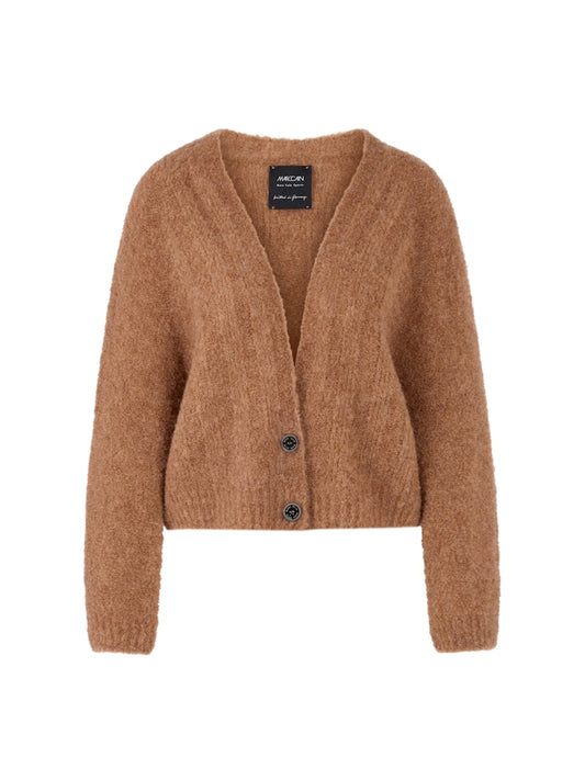 Nahtlose Strickjacke in milk coffee – "Knitted in Germany"