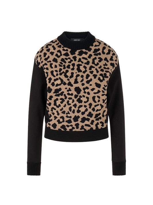 Pullover in schwarz mit Leo-Front