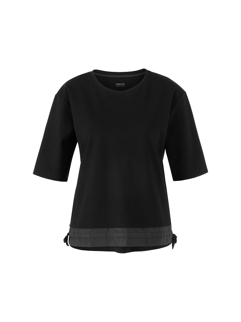 Kastiges Shirt in schwarz mit Kordelzug