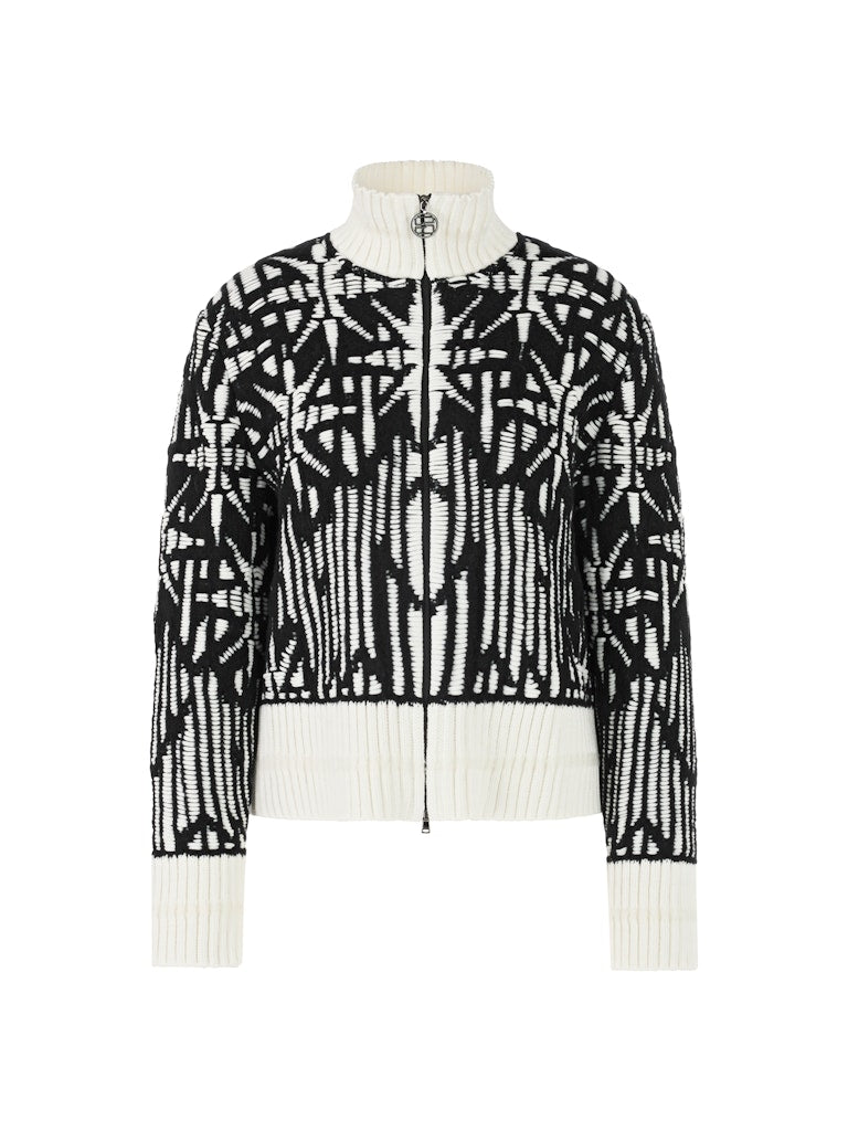 Strickjacke mit Muster in creme/schwarz