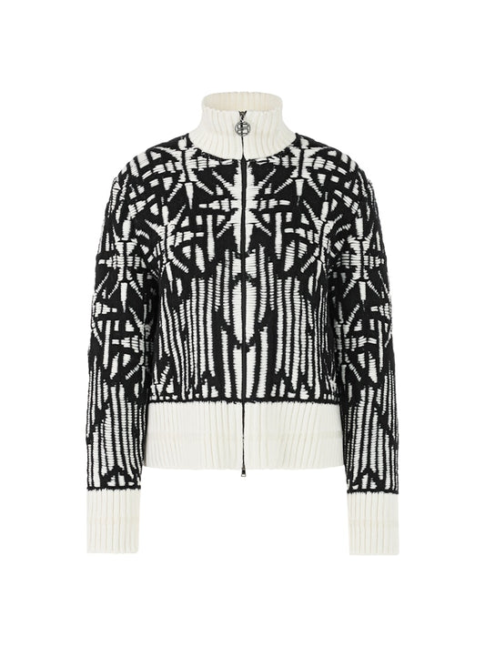 Strickjacke mit Muster in creme/schwarz
